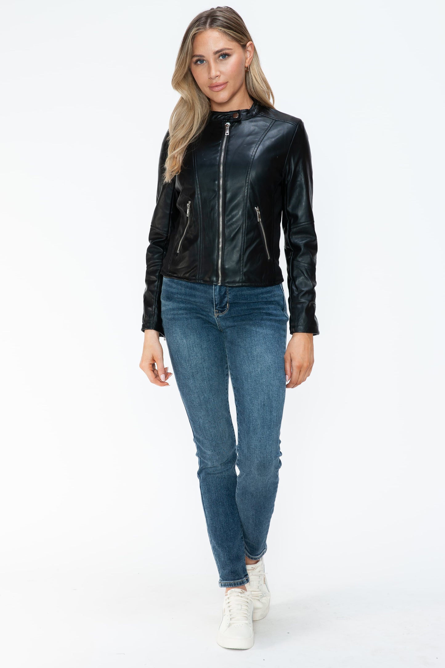 SNOBBISH - Black Vegan Leather Moto Jacket