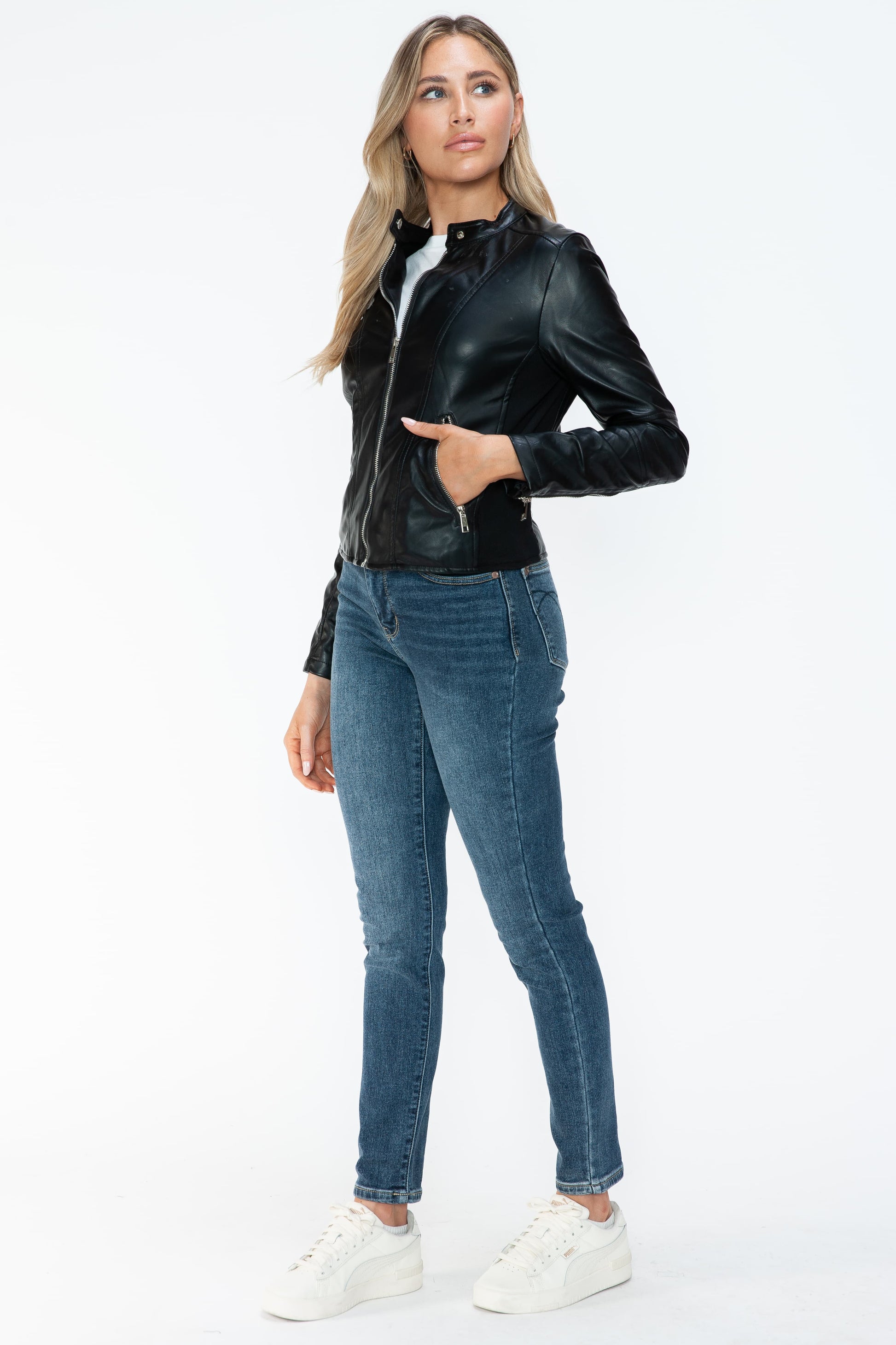 SNOBBISH - Black Vegan Leather Moto Jacket