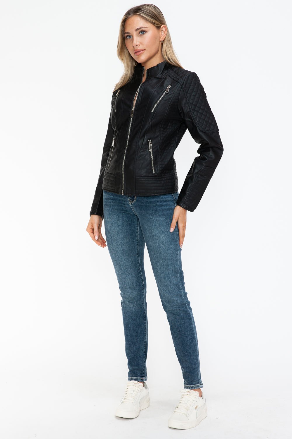 SNOBBISH - Black Vegan Leather Zip Moto Jacket