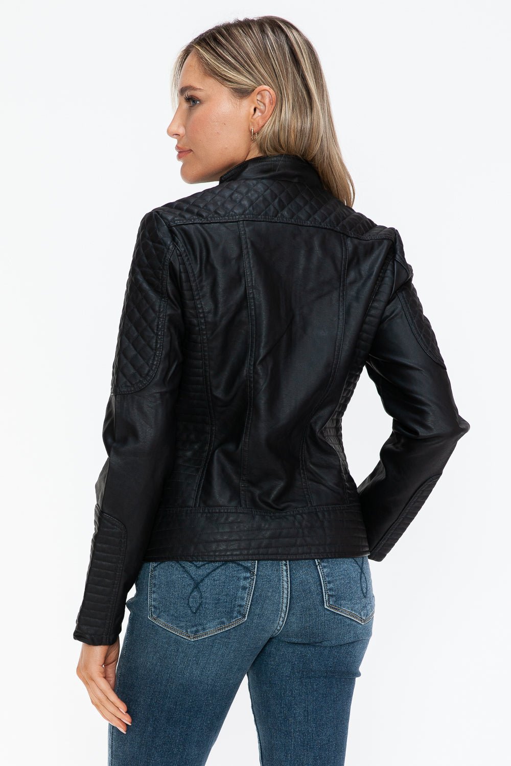 SNOBBISH - Black Vegan Leather Zip Moto Jacket