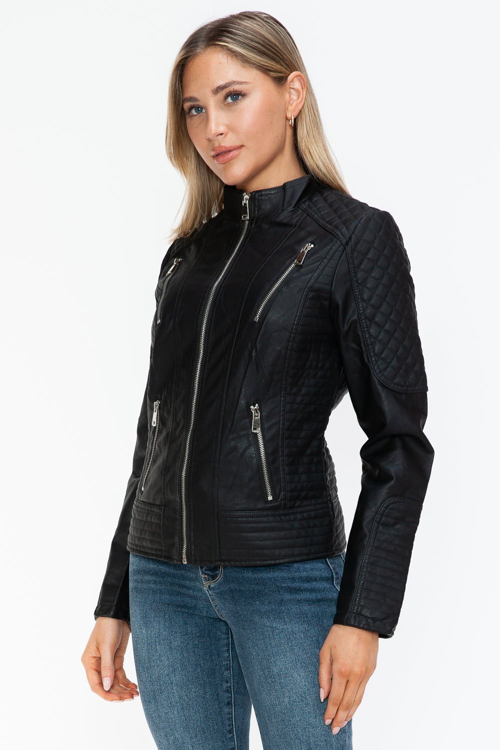 SNOBBISH - Black Vegan Leather Zip Moto Jacket