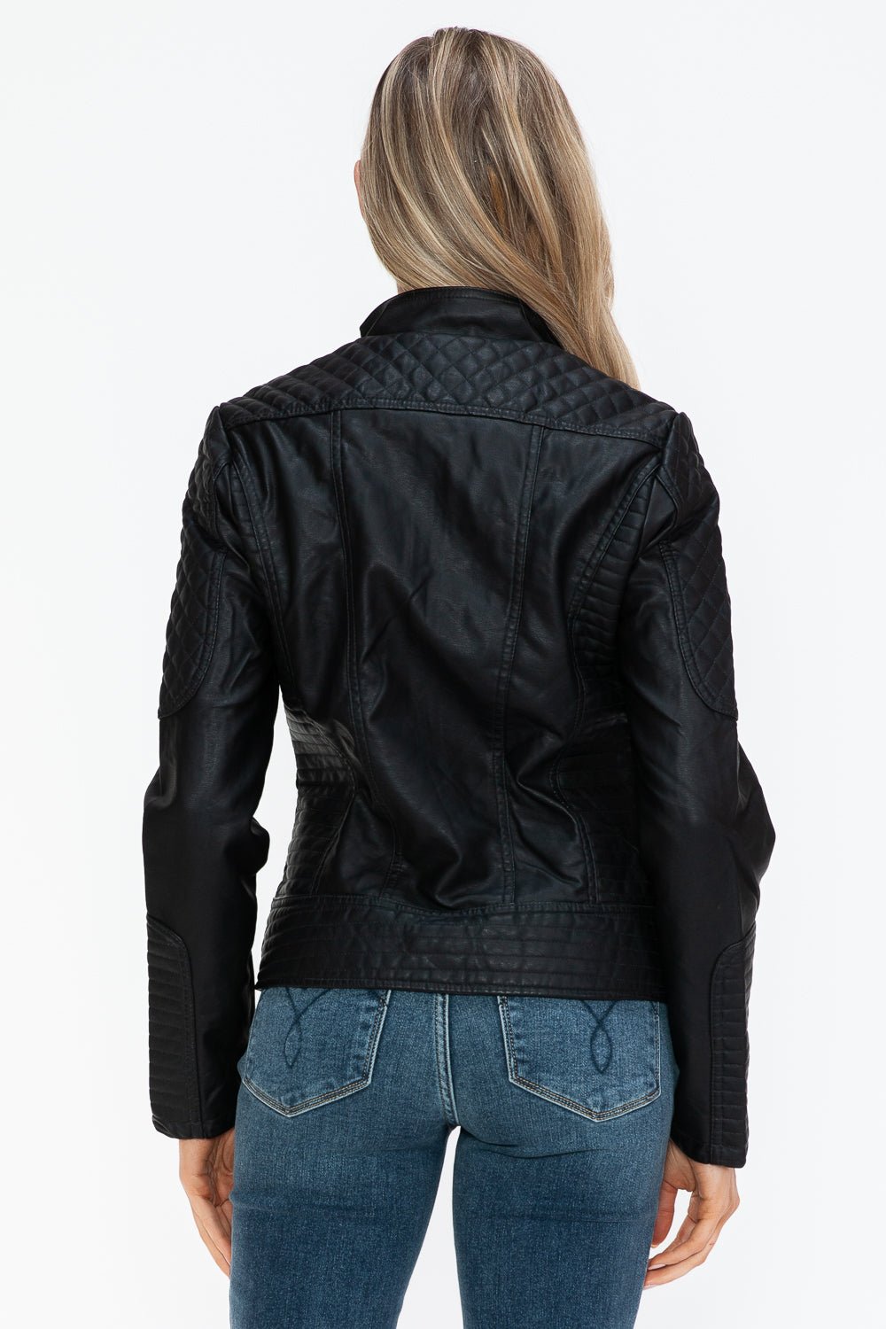 SNOBBISH - Black Vegan Leather Zip Moto Jacket