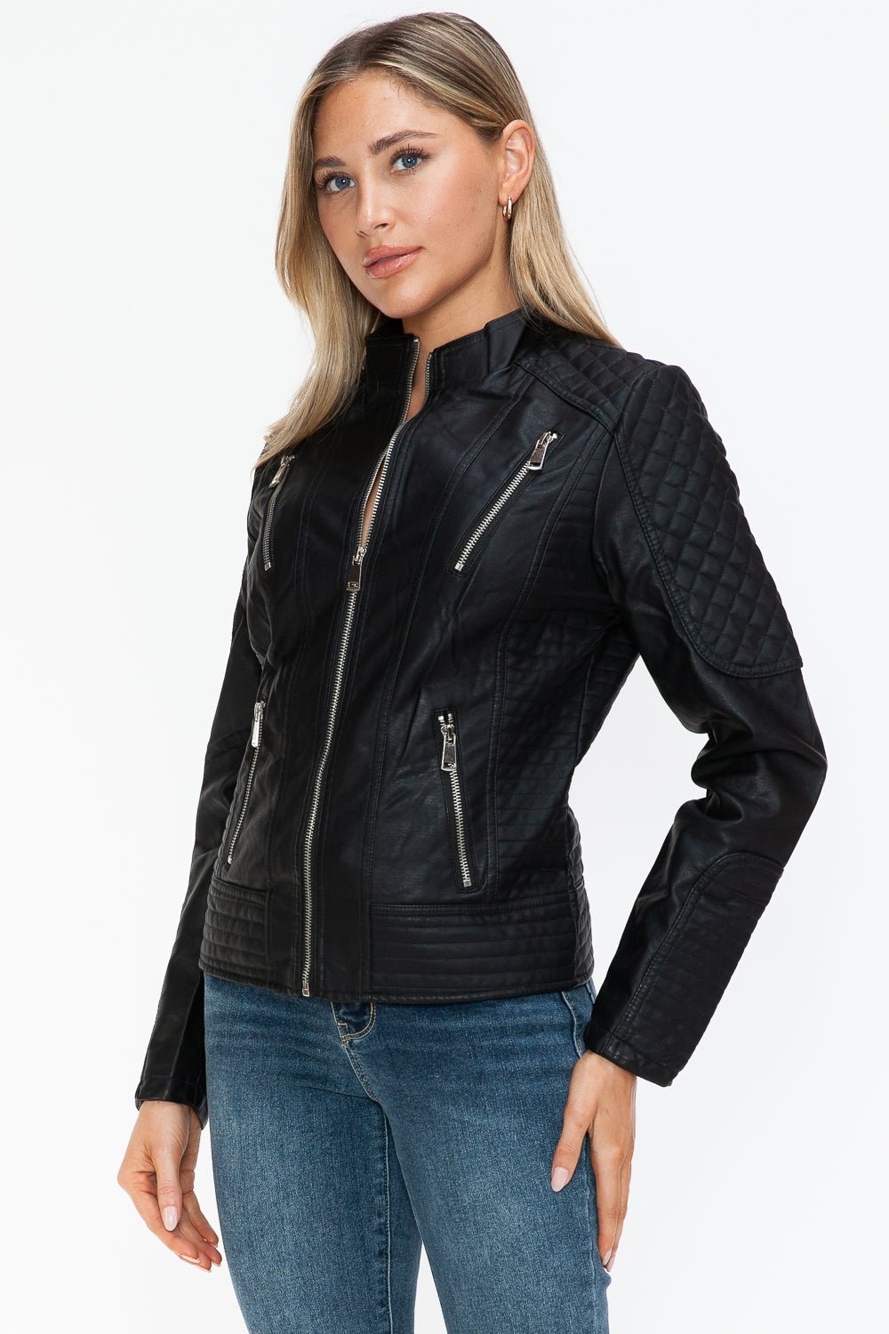 SNOBBISH - Black Vegan Leather Zip Moto Jacket