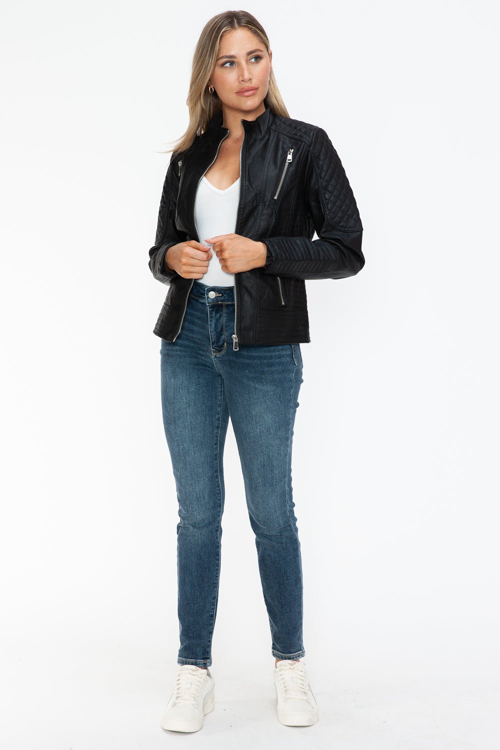 SNOBBISH - Black Vegan Leather Zip Moto Jacket