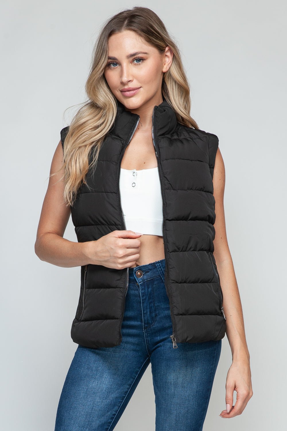 SNOBBISH - Black Zip Up Turtleneck Vest with Pockets