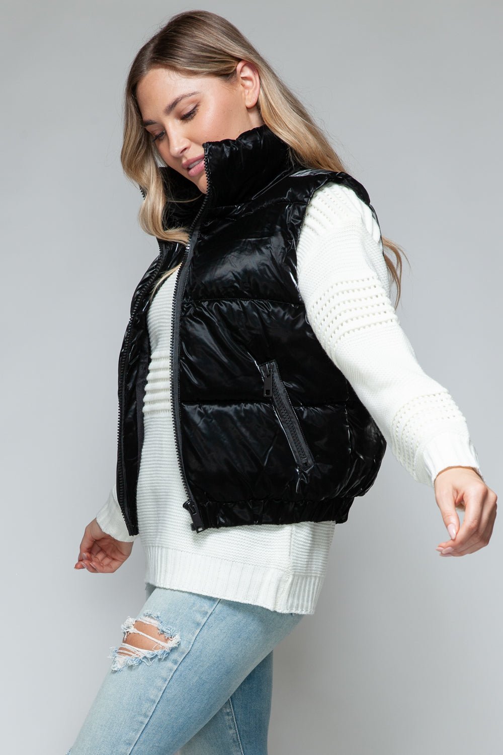 SNOBBISH - Faux Fur Lined Quilted Vest in Black