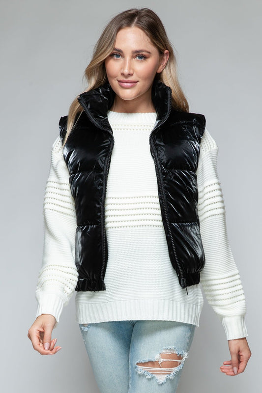 SNOBBISH - Faux Fur Lined Quilted Vest in Black