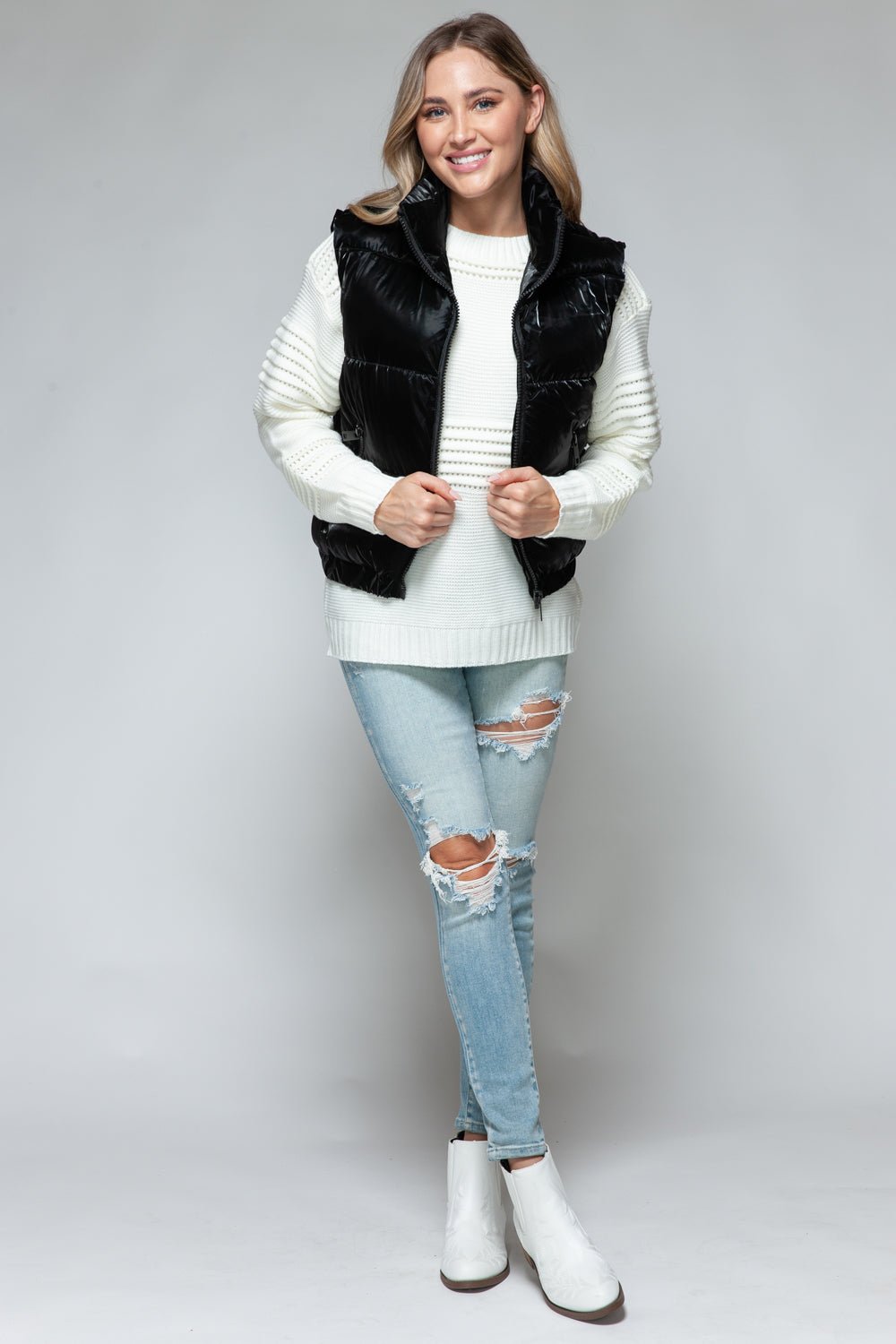 SNOBBISH - Faux Fur Lined Quilted Vest in Black