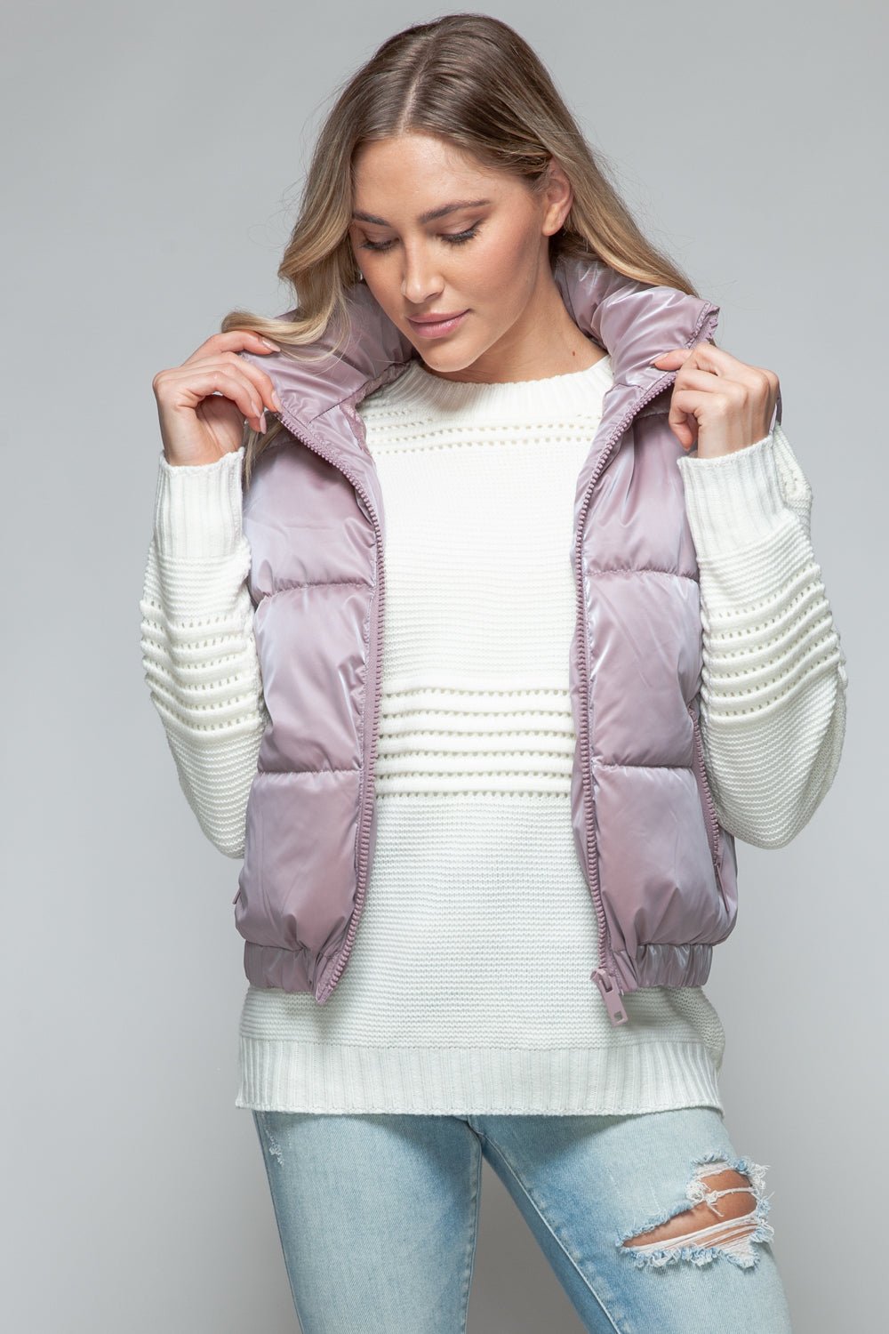 SNOBBISH - Faux Fur Lined Quilted Vest in Dark Rose