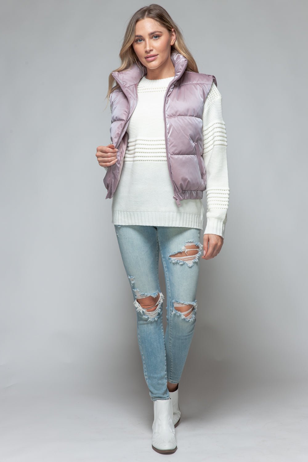 SNOBBISH - Faux Fur Lined Quilted Vest in Dark Rose