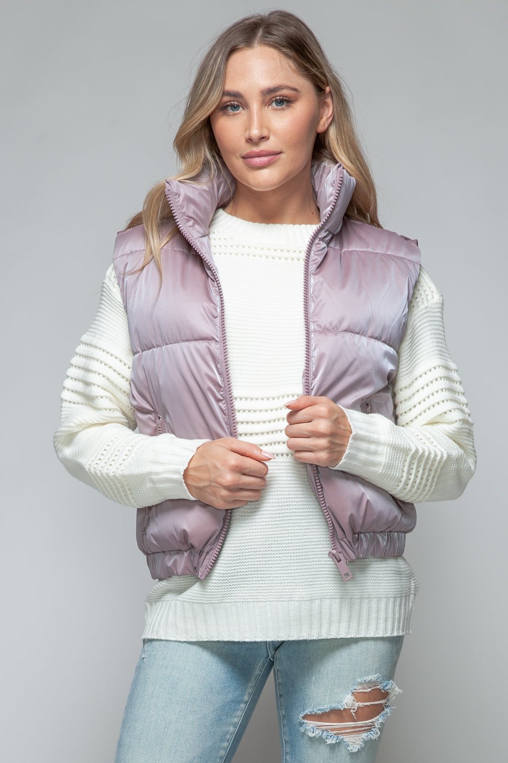 SNOBBISH - Faux Fur Lined Quilted Vest in Dark Rose