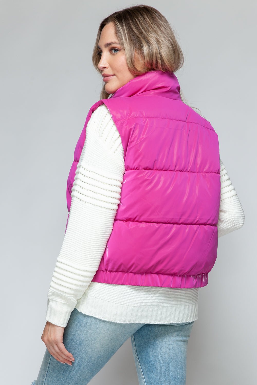 SNOBBISH - Faux Fur Lined Quilted Vest in Hot Pink