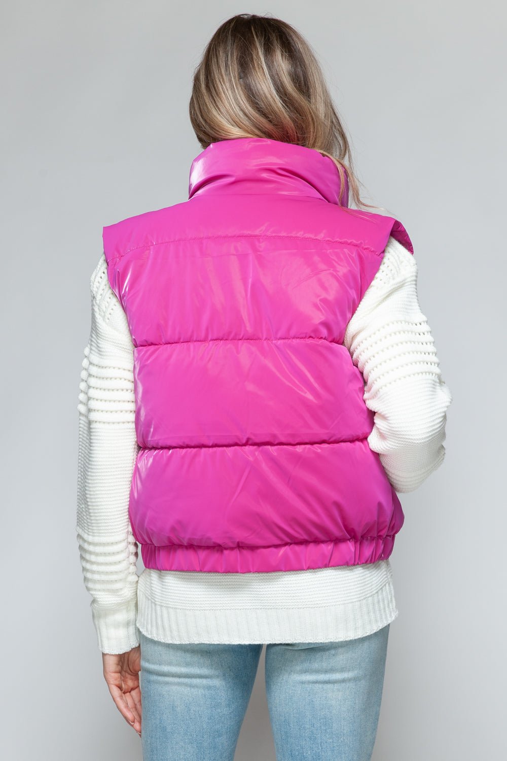 SNOBBISH - Faux Fur Lined Quilted Vest in Hot Pink