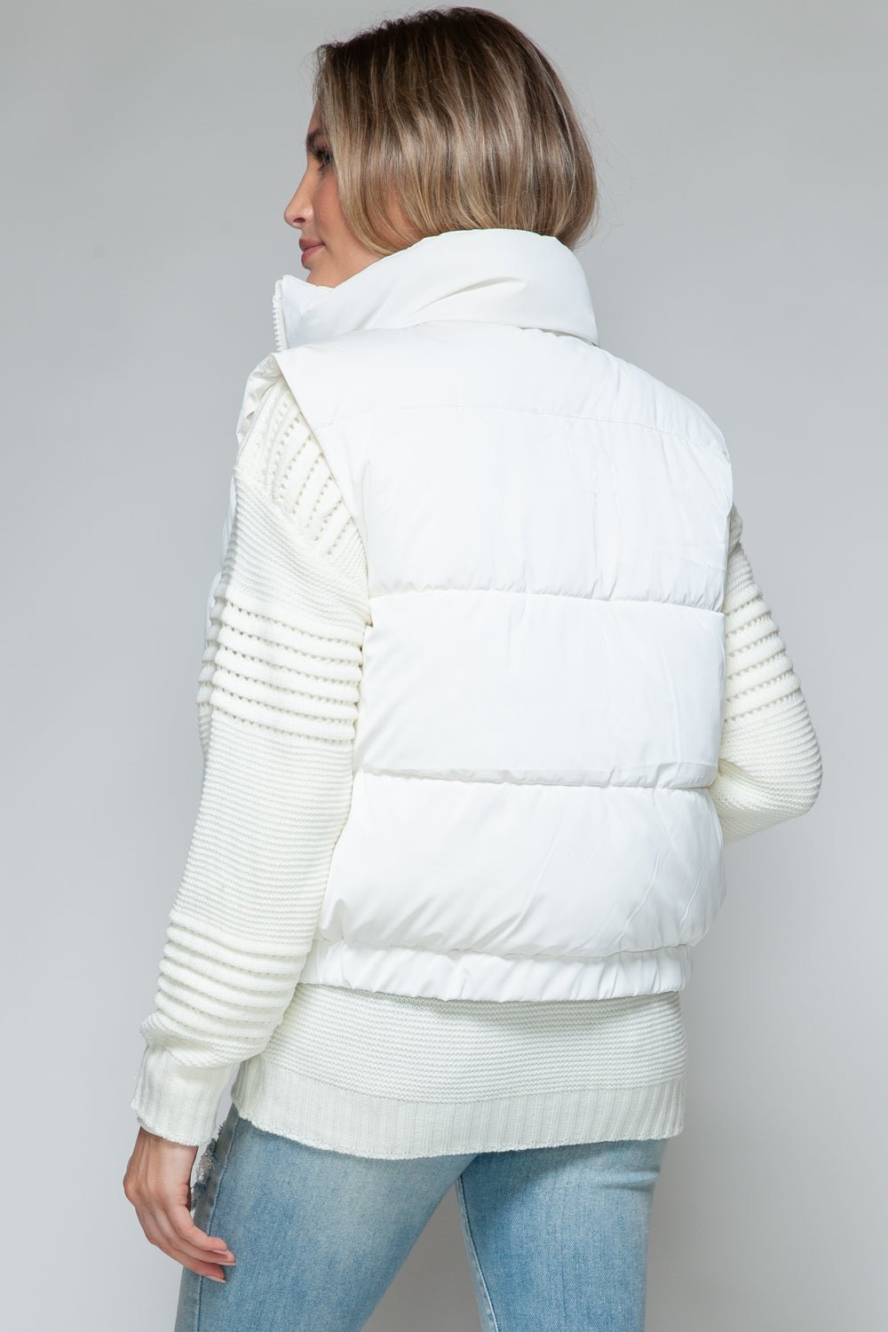 SNOBBISH - Faux Fur Lined Quilted Vest in Off - White