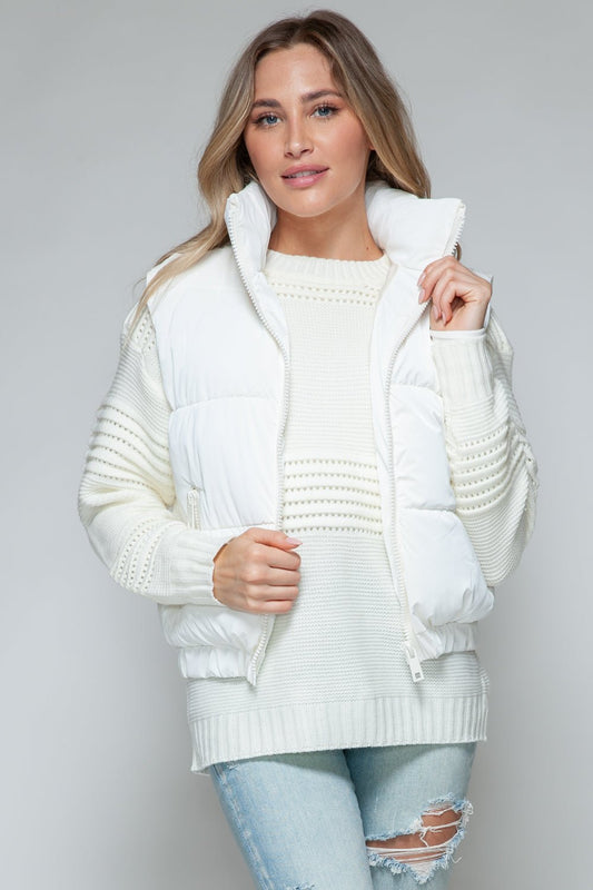 SNOBBISH - Faux Fur Lined Quilted Vest in Off - White