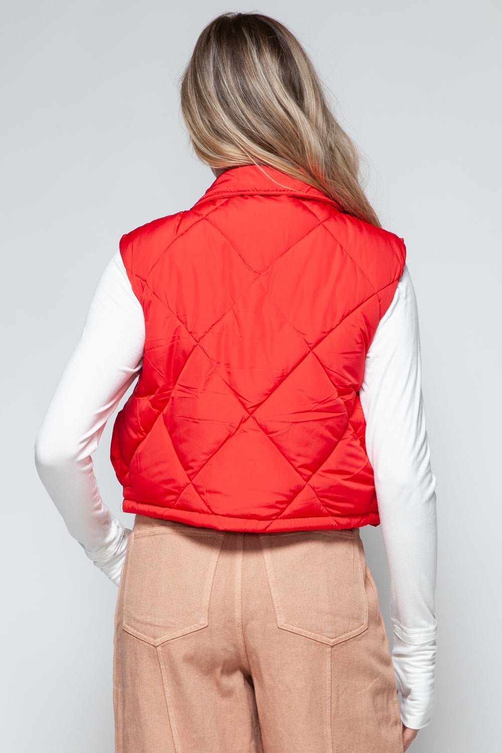 SNOBBISH - Red Snap Down Quilted Crop Vest