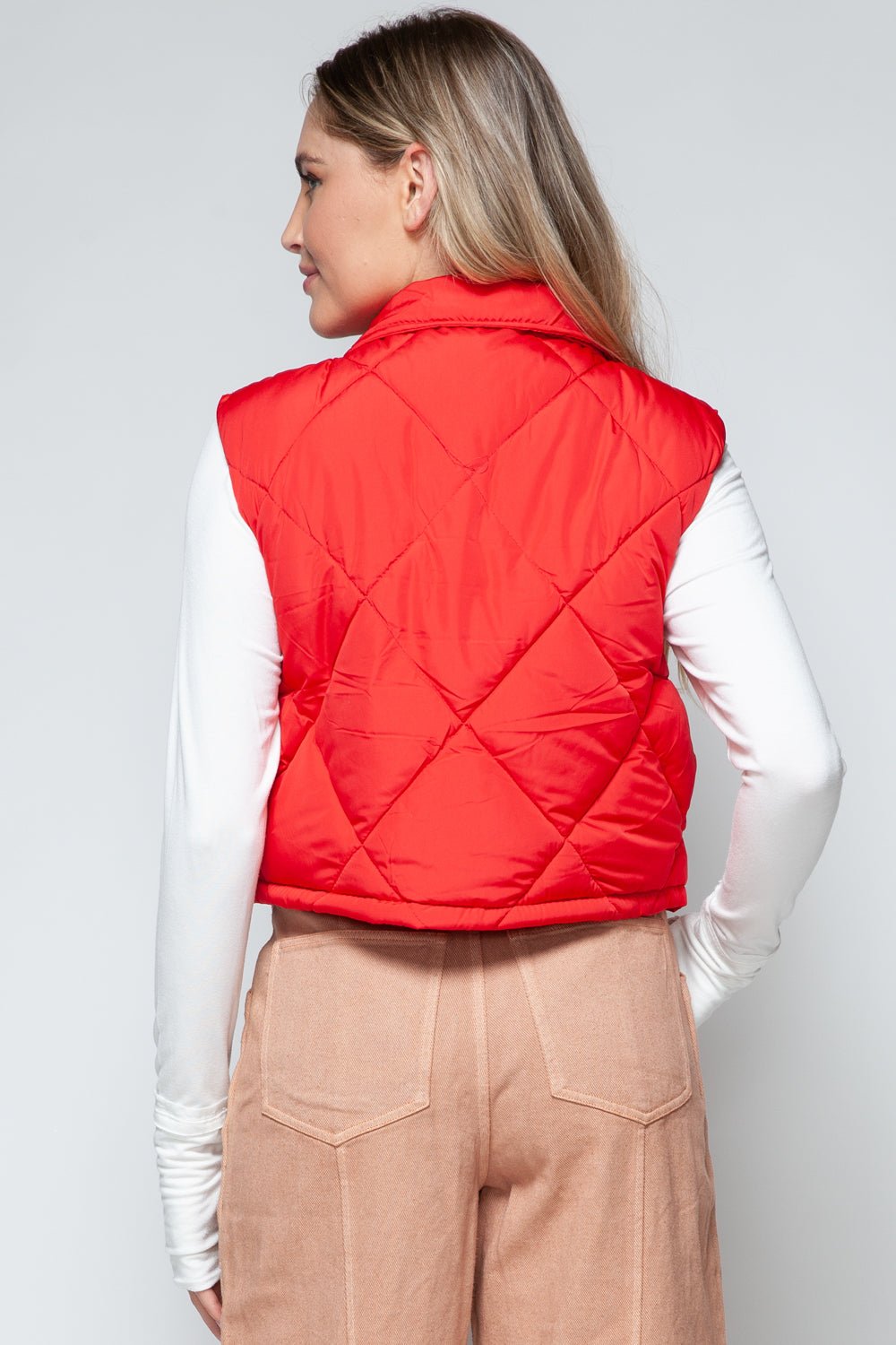 SNOBBISH - Red Snap Down Quilted Crop Vest