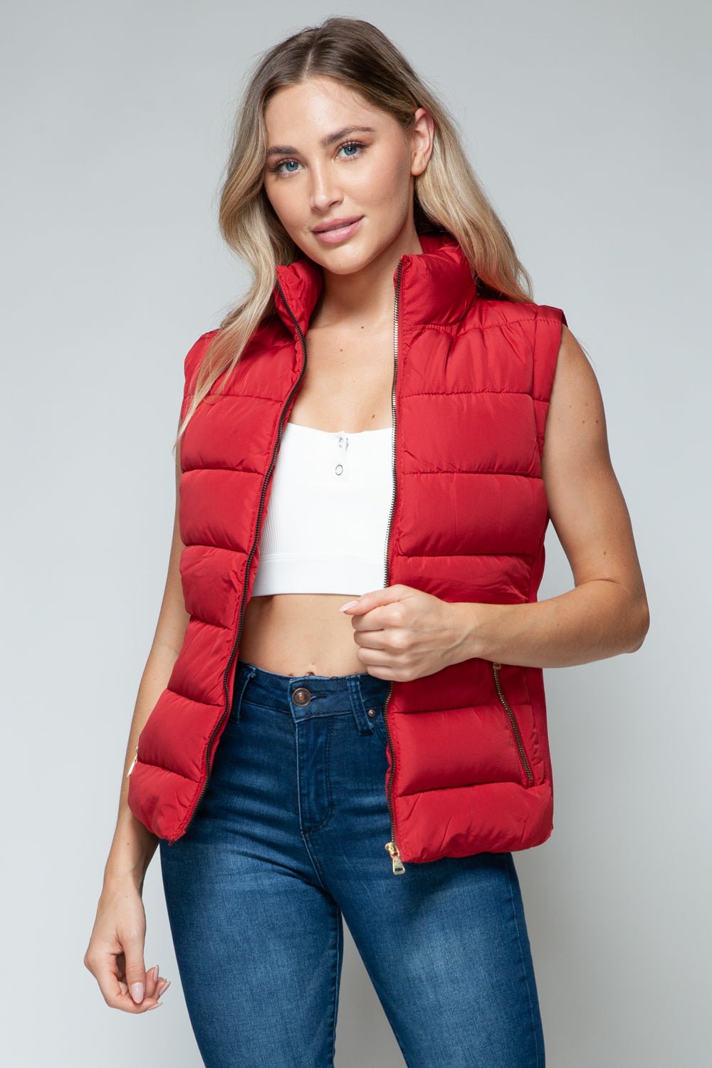 SNOBBISH - Red Zip Up Turtleneck Vest with Pockets