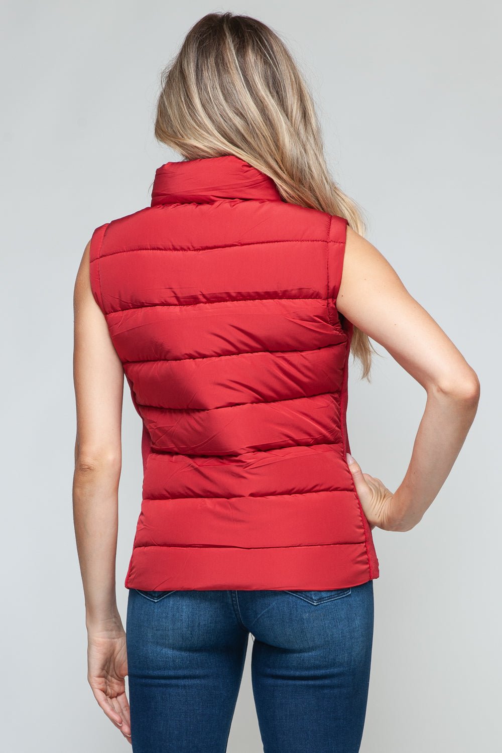 SNOBBISH - Red Zip Up Turtleneck Vest with Pockets