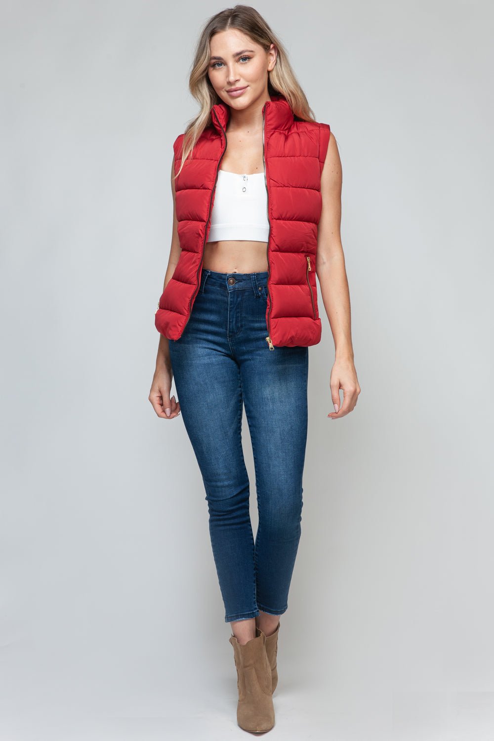 SNOBBISH - Red Zip Up Turtleneck Vest with Pockets