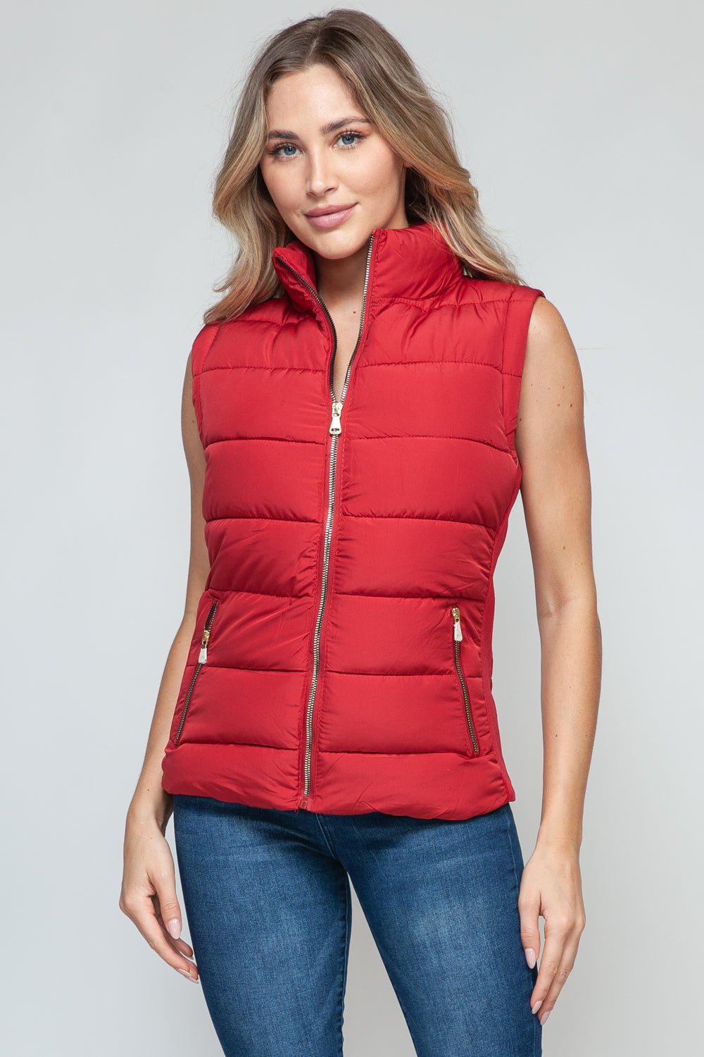 SNOBBISH - Red Zip Up Turtleneck Vest with Pockets