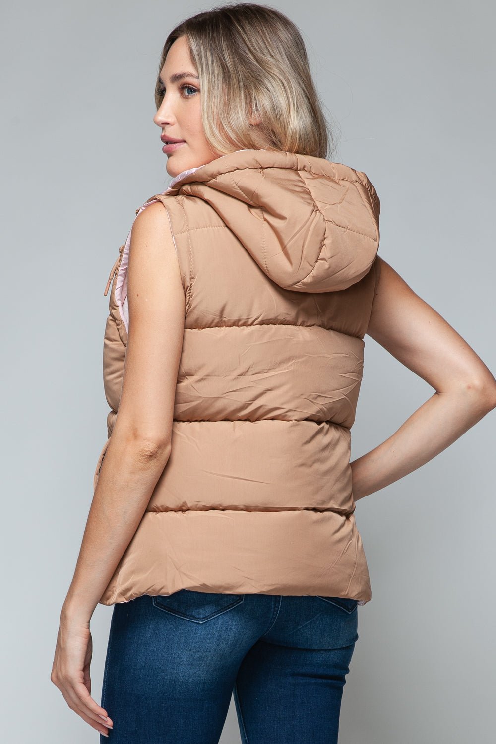 SNOBBISH - Snap and Zip Closure Hooded Vest in Camel