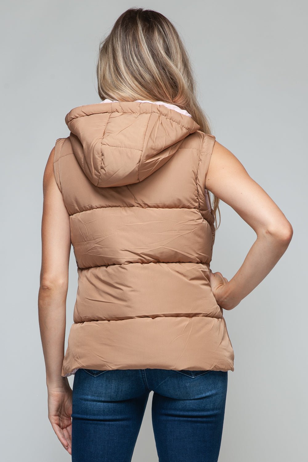 SNOBBISH - Snap and Zip Closure Hooded Vest in Camel