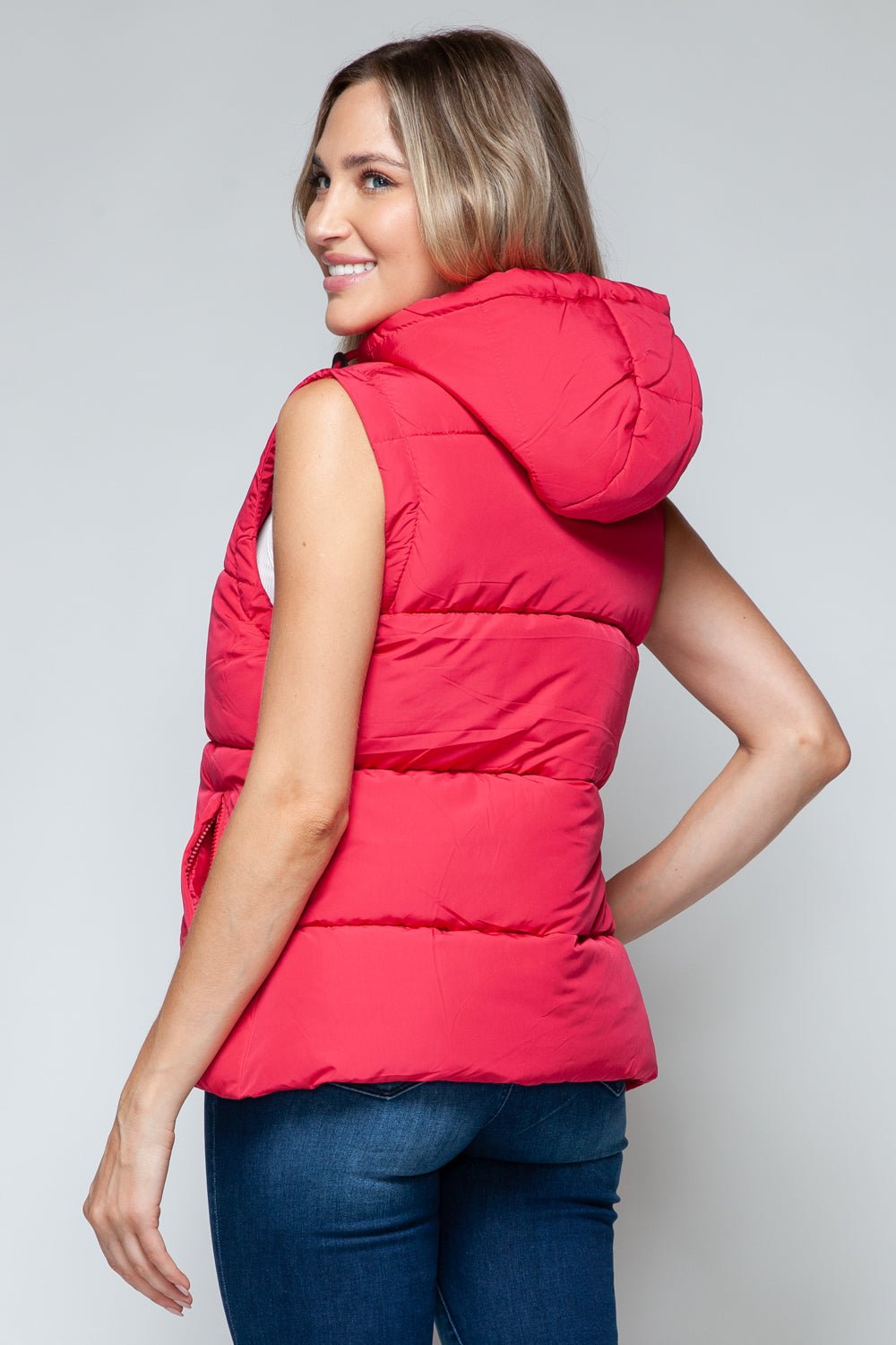 SNOBBISH - Snap and Zip Closure Hooded Vest in Magenta