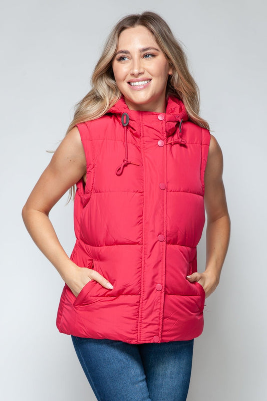 SNOBBISH - Snap and Zip Closure Hooded Vest in Magenta