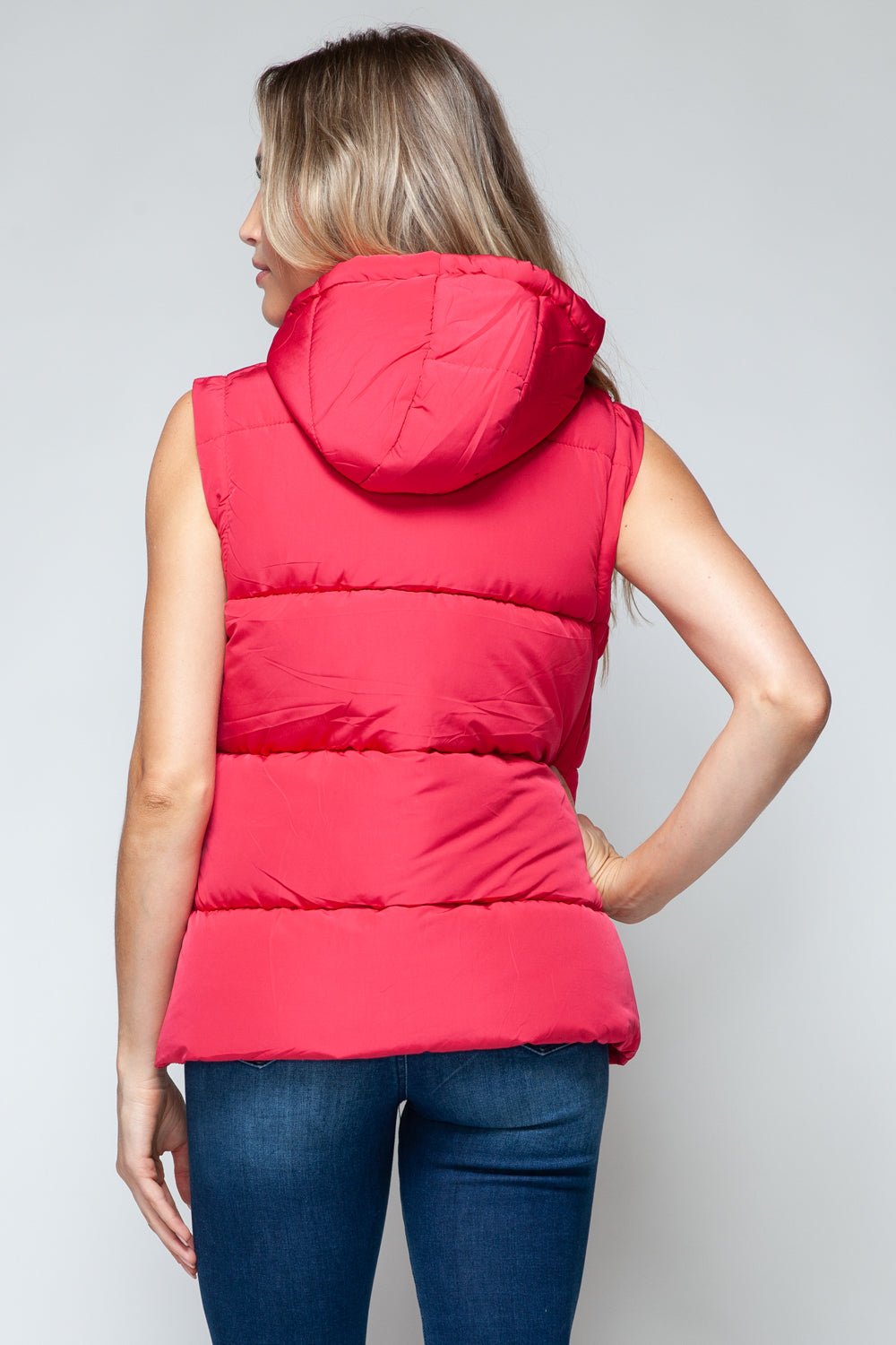 SNOBBISH - Snap and Zip Closure Hooded Vest in Magenta