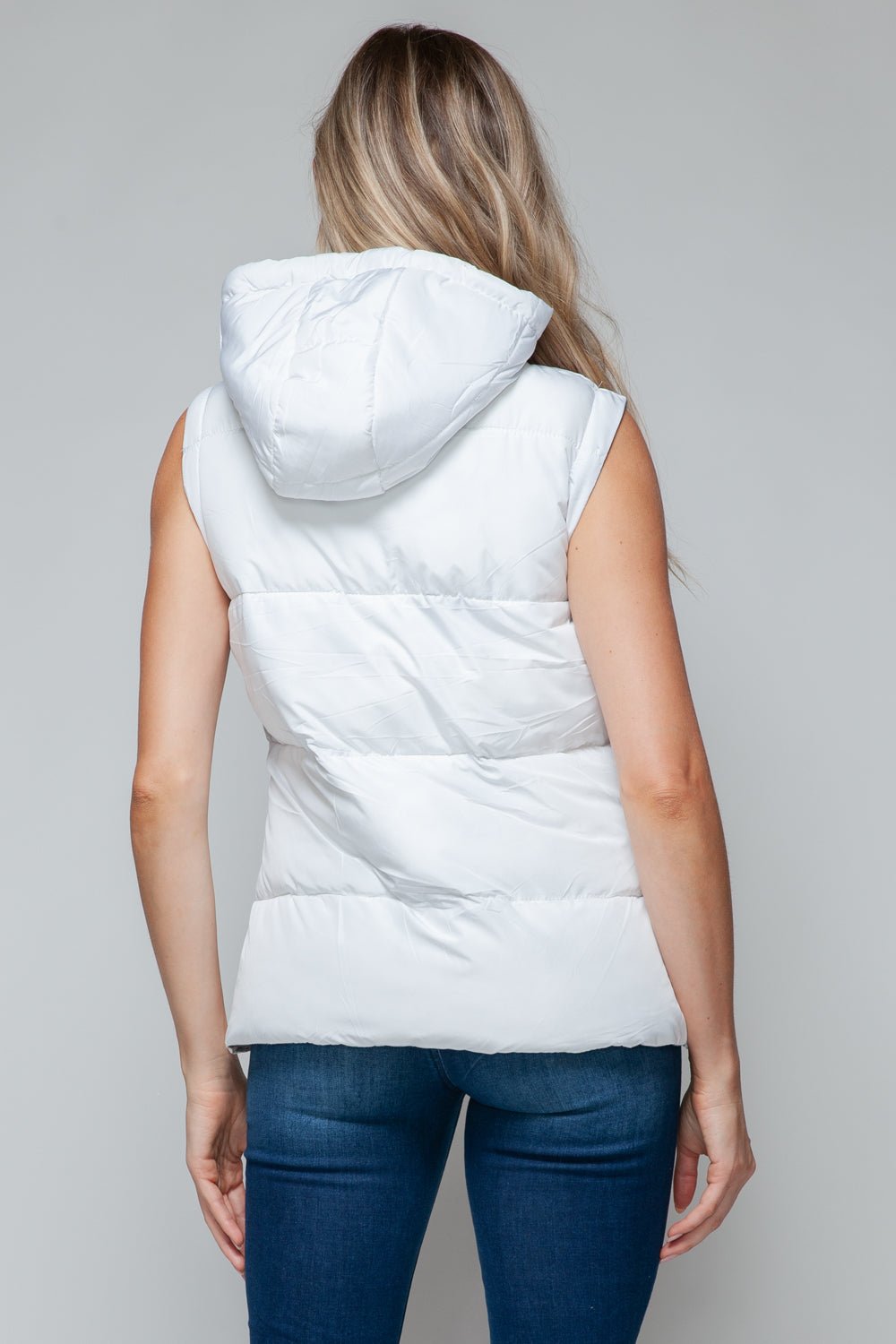 SNOBBISH - Snap and Zip Closure Hooded Vest in White Chiseled Stone