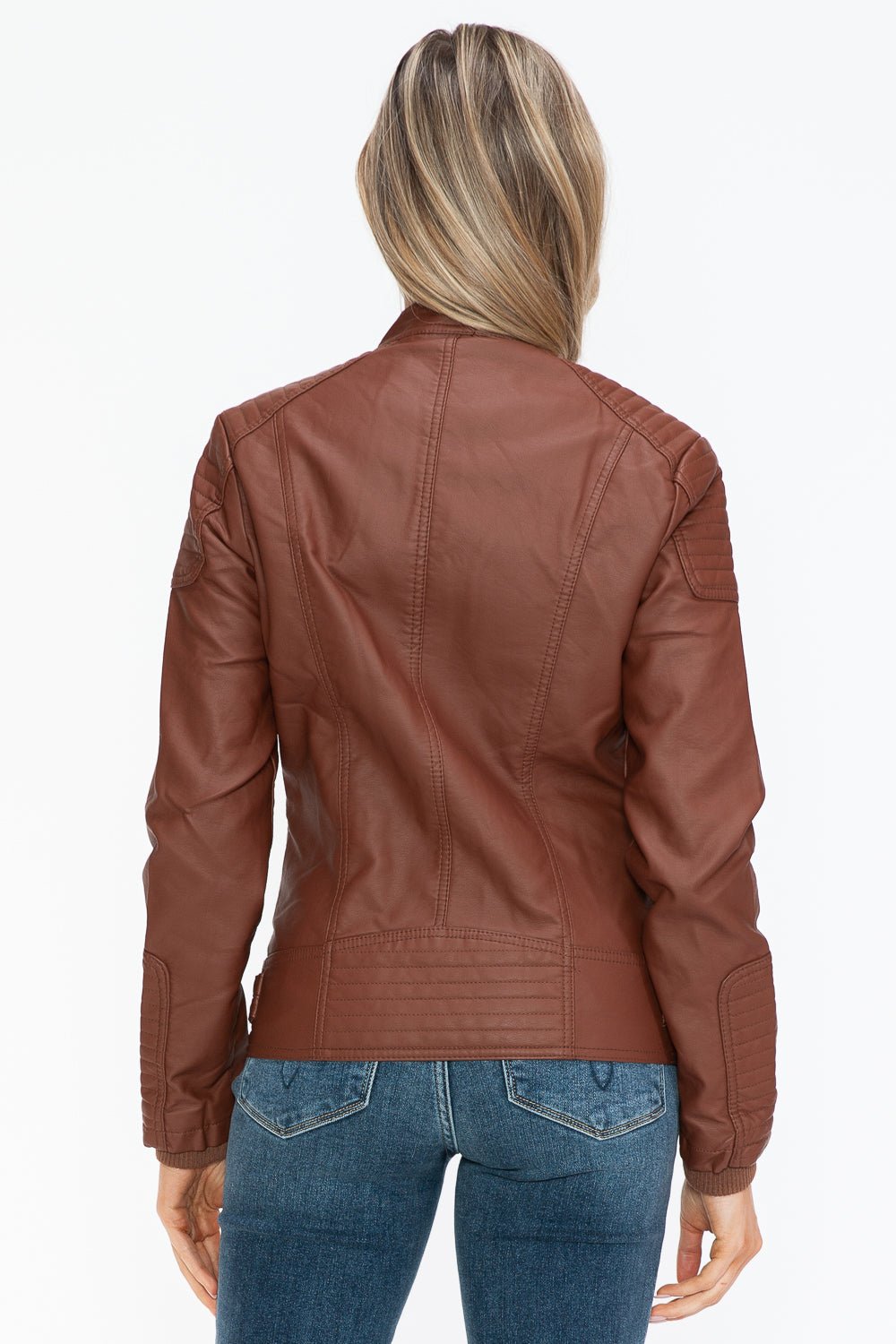 SNOBBISH - Vegan Leather Biker Jacket in Brandy