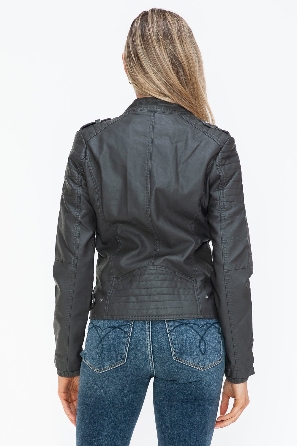 SNOBBISH - Vegan Leather Biker Jacket in Charcoal