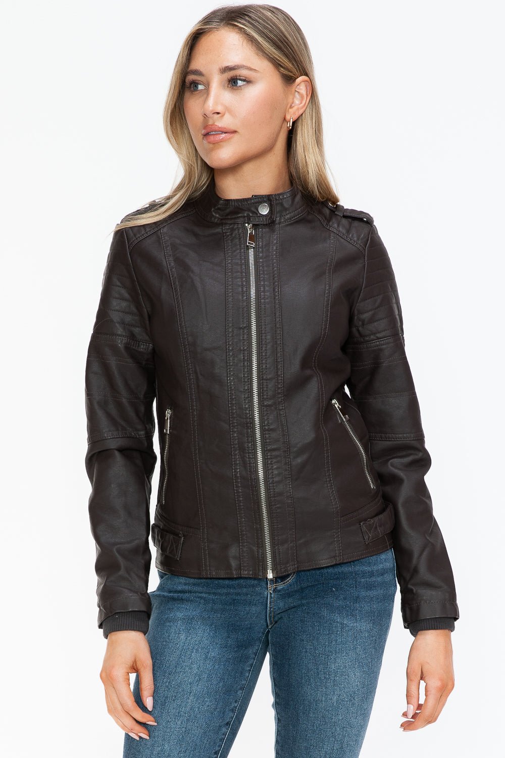 SNOBBISH - Vegan Leather Biker Jacket in Chocolate