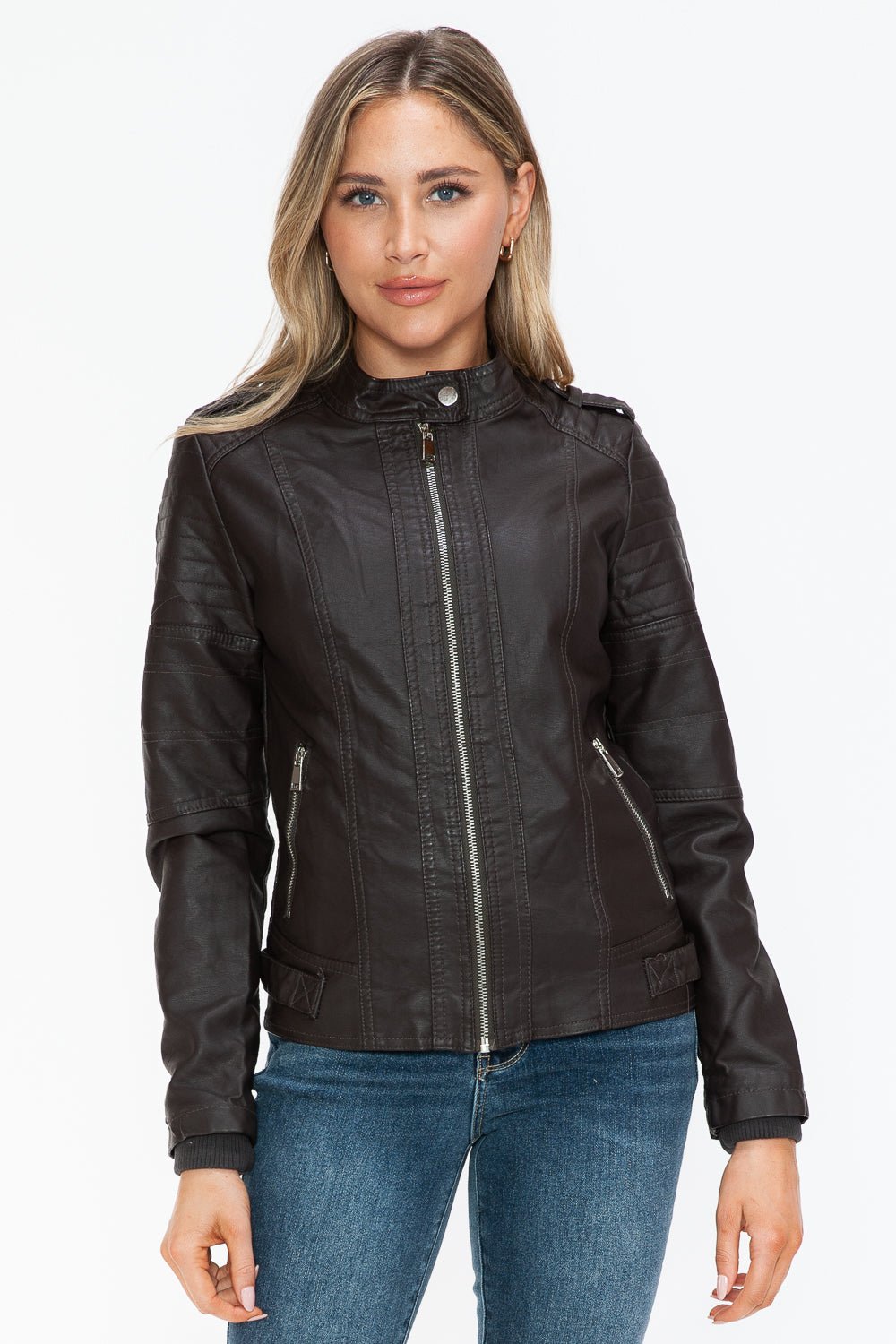 SNOBBISH - Vegan Leather Biker Jacket in Chocolate