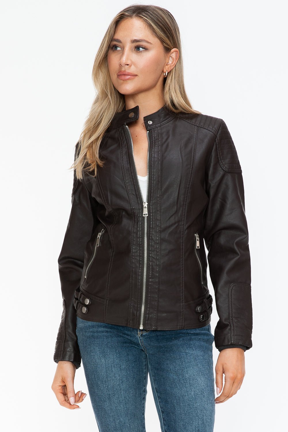 SNOBBISH - Vegan Leather Biker Jacket in Chocolate