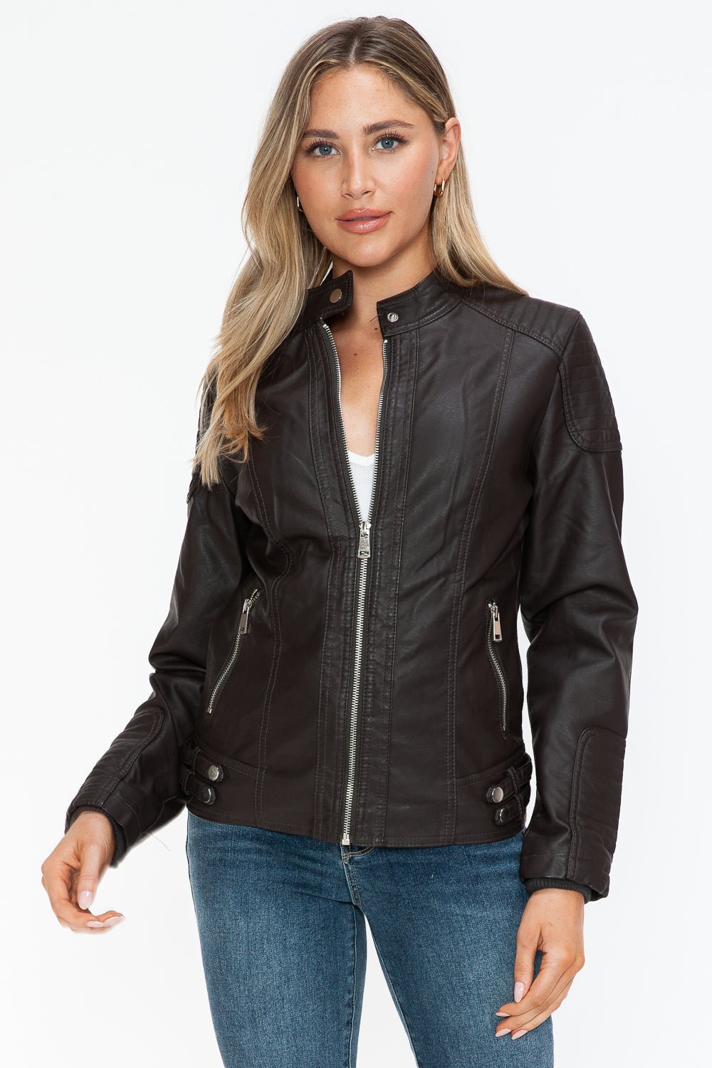 SNOBBISH - Vegan Leather Biker Jacket in Chocolate