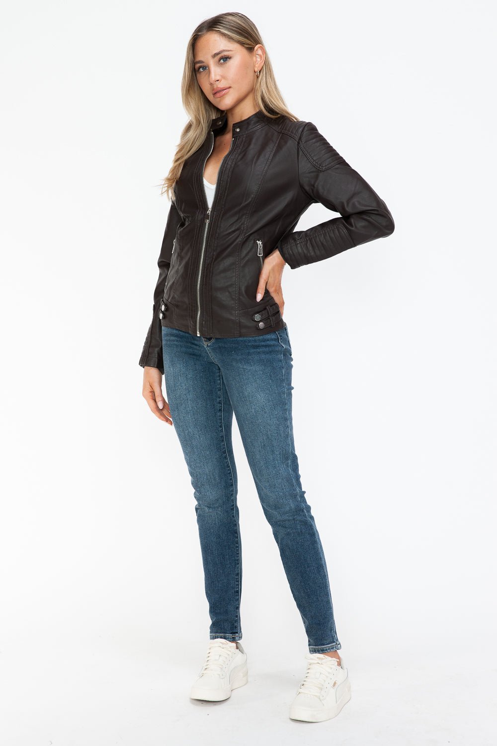 SNOBBISH - Vegan Leather Biker Jacket in Chocolate