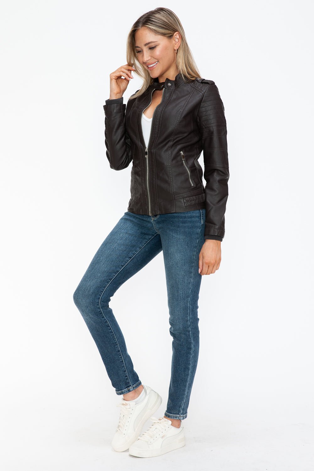 SNOBBISH - Vegan Leather Biker Jacket in Chocolate