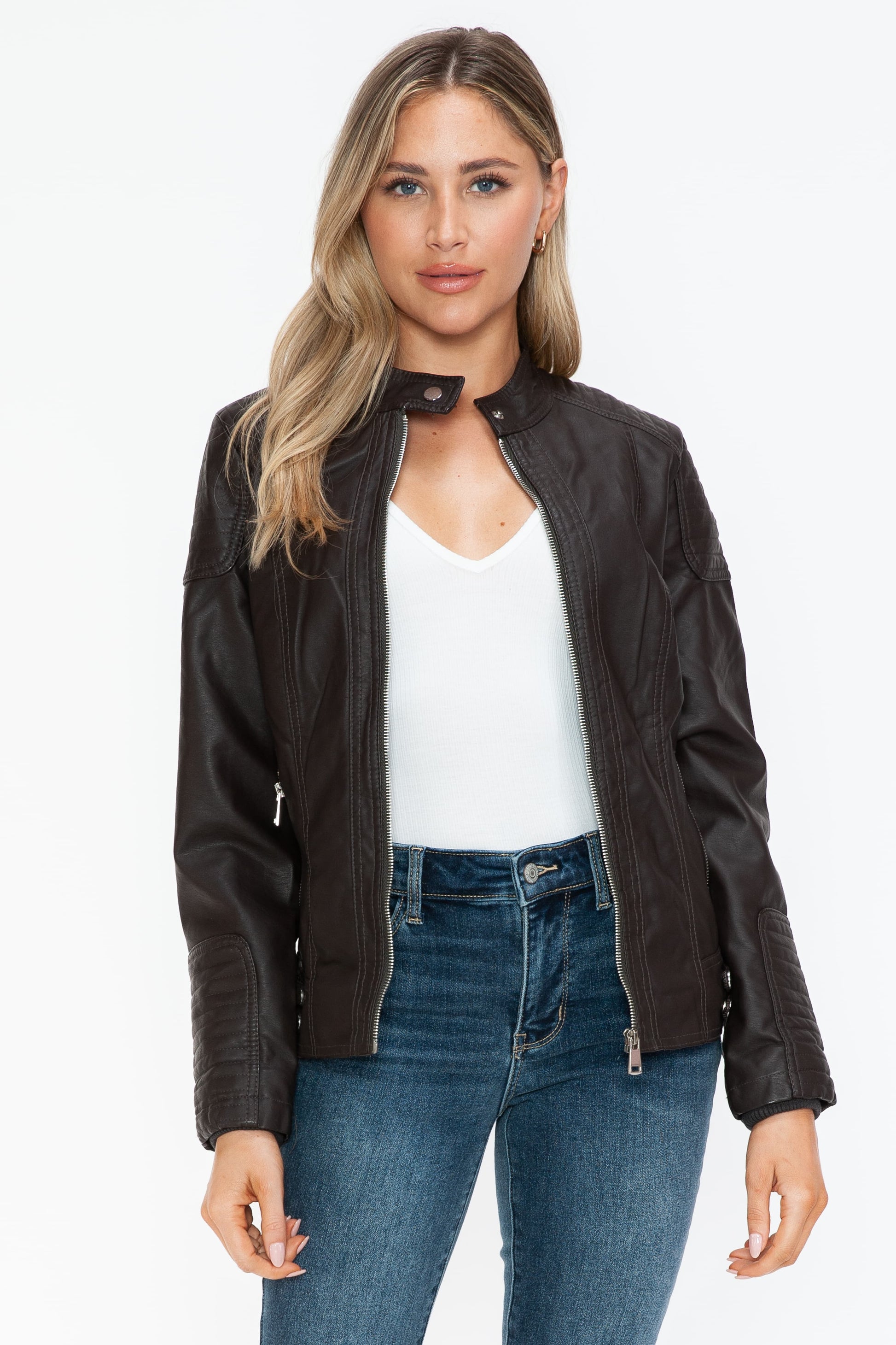 SNOBBISH - Vegan Leather Biker Jacket in Chocolate