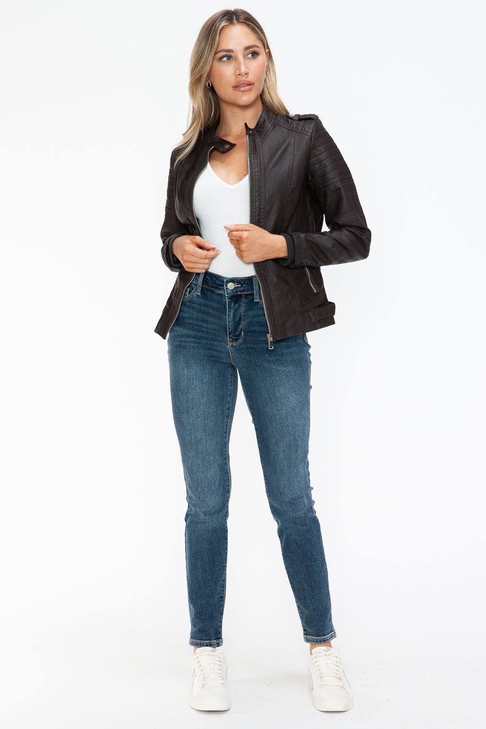 SNOBBISH - Vegan Leather Biker Jacket in Chocolate