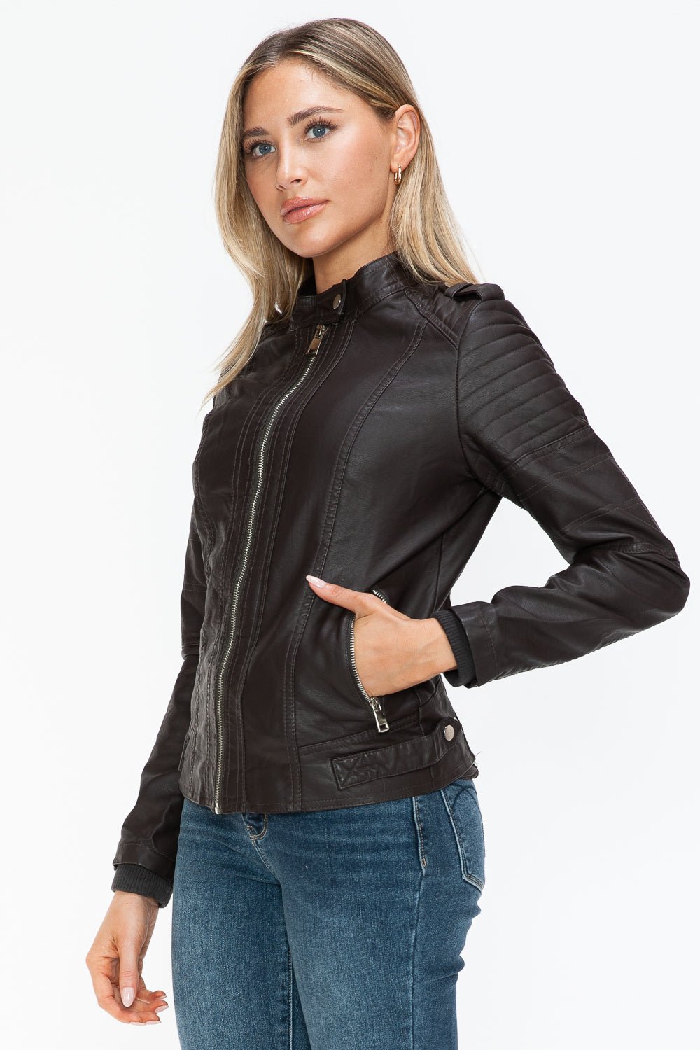 SNOBBISH - Vegan Leather Biker Jacket in Chocolate