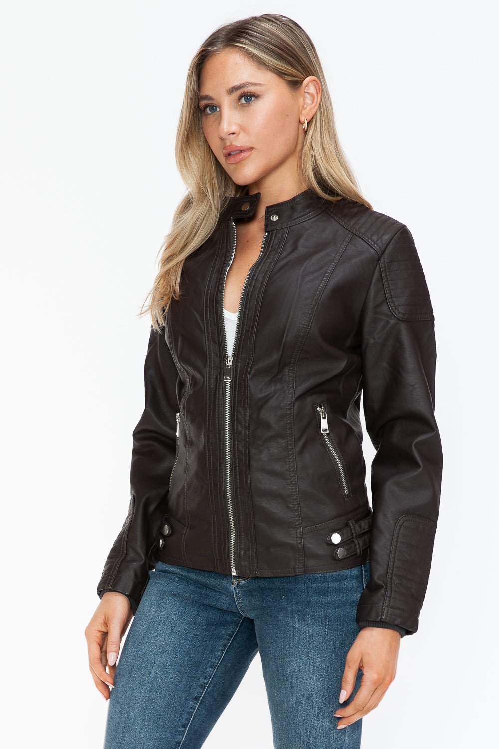 SNOBBISH - Vegan Leather Biker Jacket in Chocolate