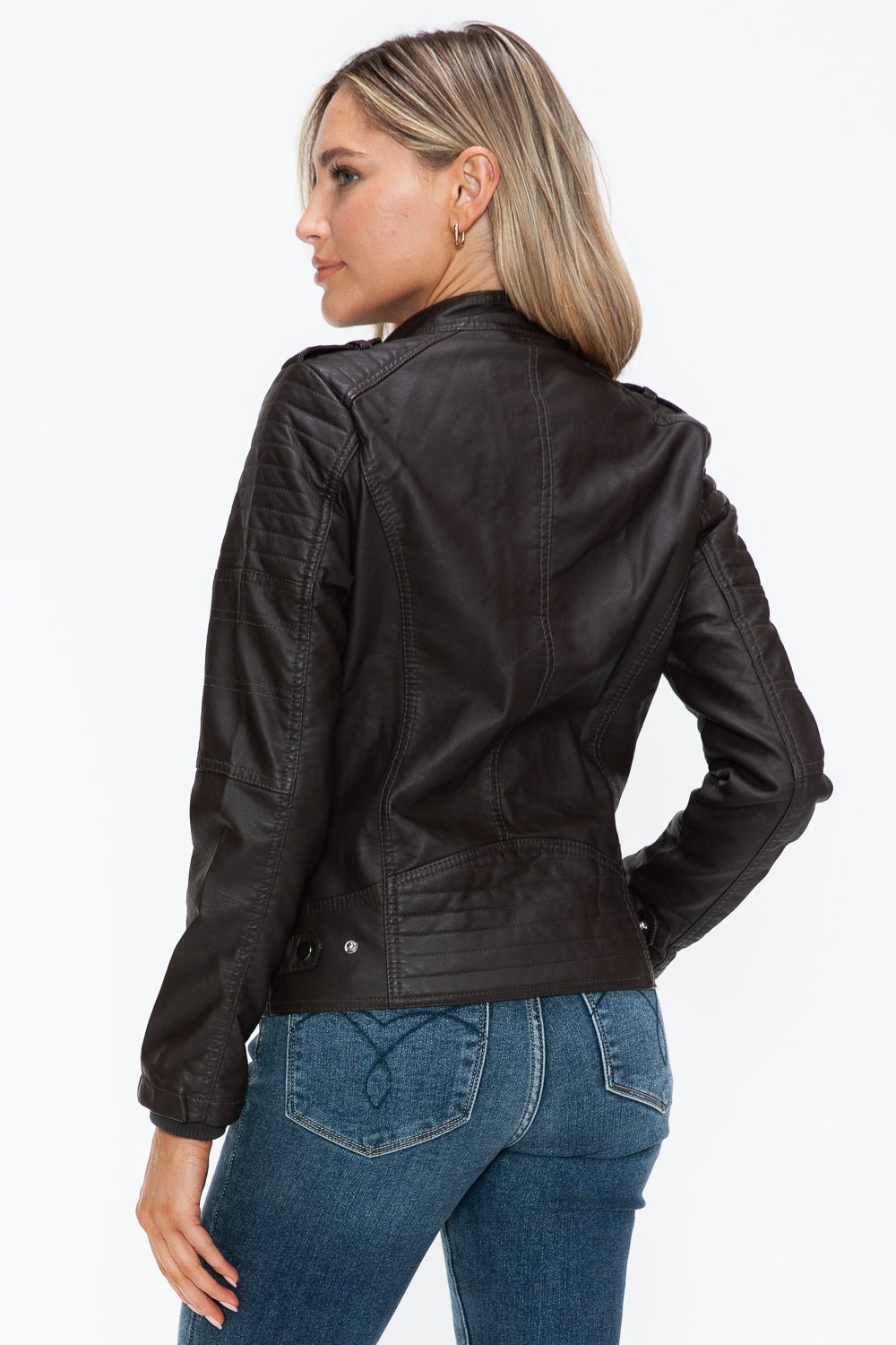 SNOBBISH - Vegan Leather Biker Jacket in Chocolate