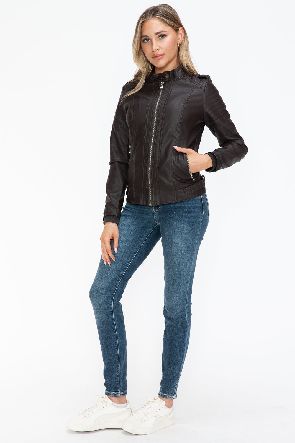 SNOBBISH - Vegan Leather Biker Jacket in Chocolate