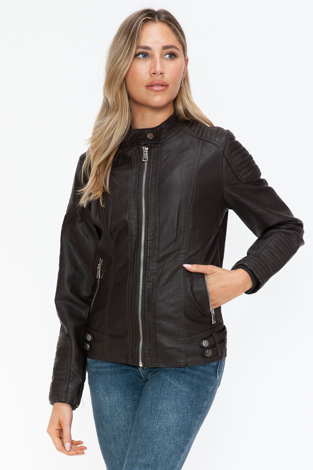 SNOBBISH - Vegan Leather Biker Jacket in Chocolate