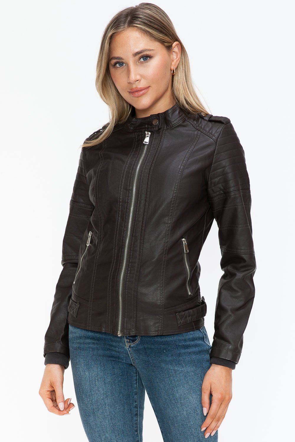 SNOBBISH - Vegan Leather Biker Jacket in Chocolate