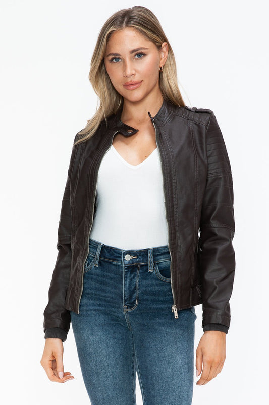 SNOBBISH - Vegan Leather Biker Jacket in Chocolate