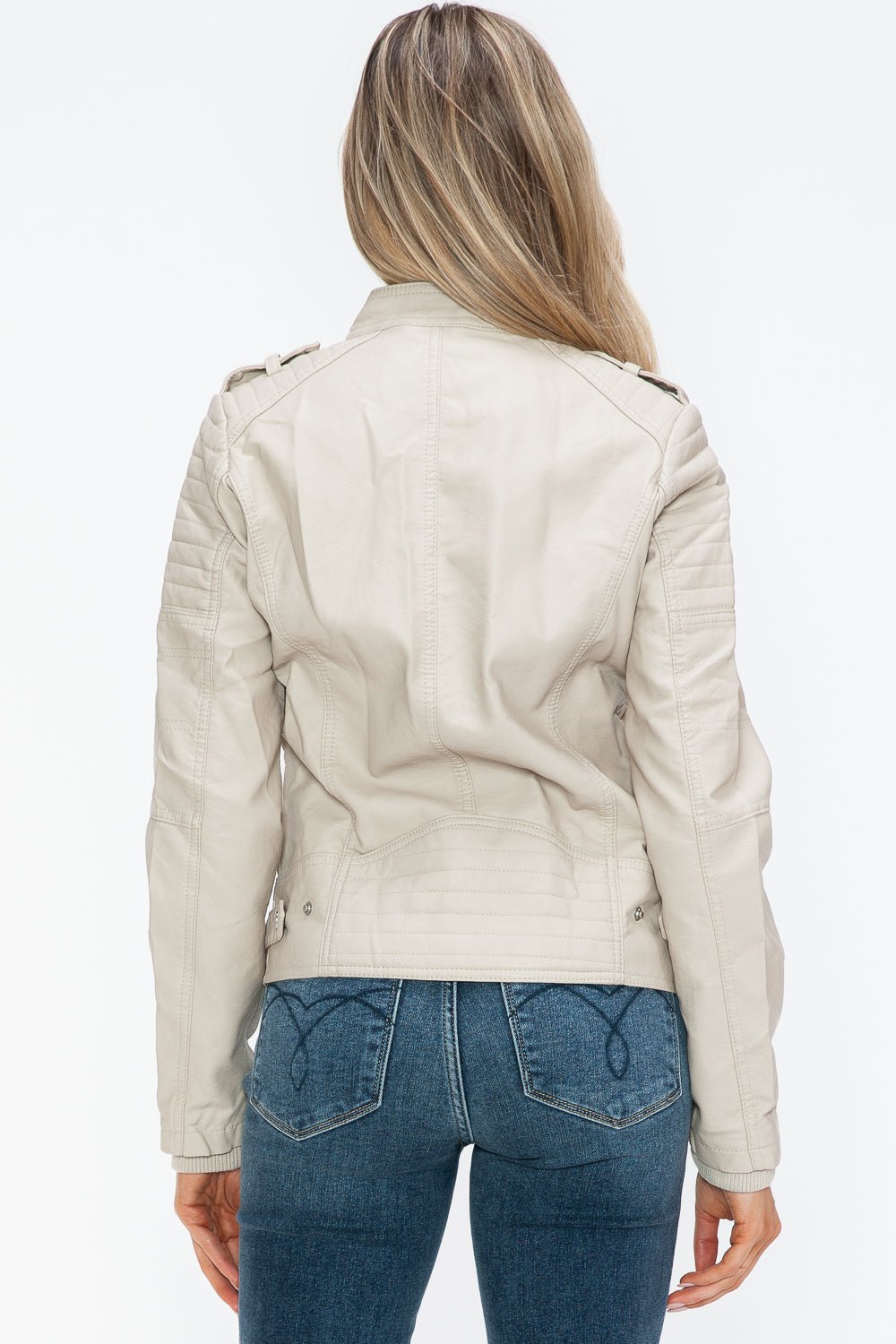 SNOBBISH - Vegan Leather Biker Jacket in Sand