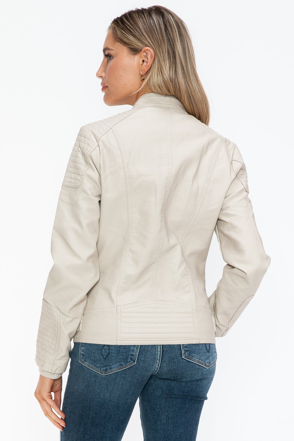 SNOBBISH - Vegan Leather Biker Jacket in Sand